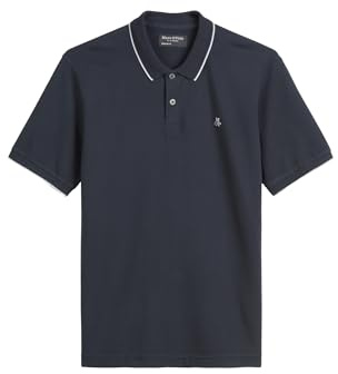 Marc O'Polo Herren Kurzarm-Poloshirt mit Stretch-Anteil Regular Fit, Blau (Dark Navy), M