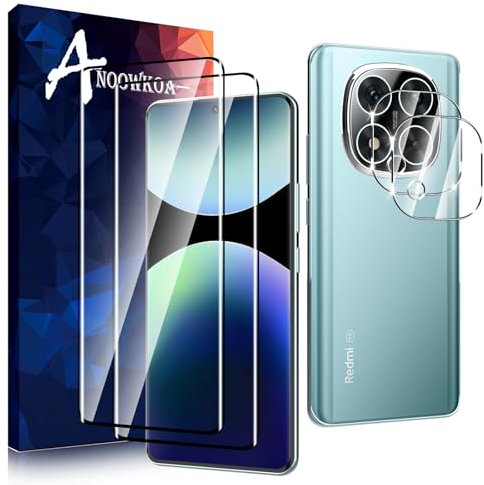 Anoowkoa 2+2 Pack for Xiaomi Redmi Note 14 Pro+/Redmi Note 14 Pro Plus 5G Screen Protectors and Camera Lens Protectors Guard Tempered Glass Film, Anti Fingerprints Protective Film
