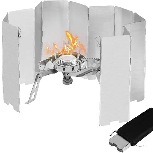 ADIWO 12 Pezzi Paravento per Fornello a Gas, Paravento Fornello Campeggio, Vento Scudo, per Fornello a Gas per I Fornelli All'aperto Picnic Griglia Outdoor Campeggio, Risparmio Energetico