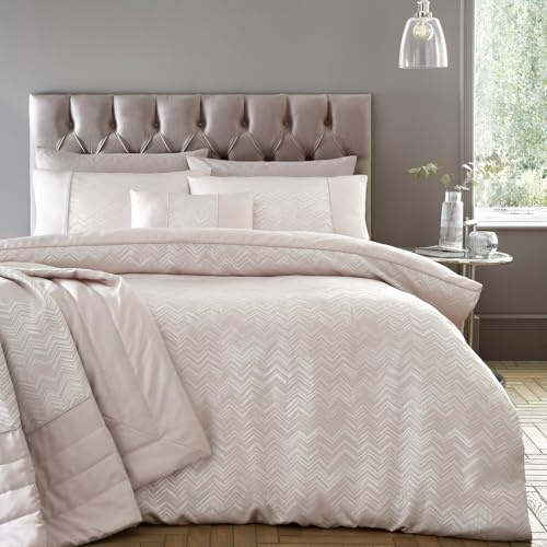 Portfolio Home Antibes Chevron Waves Pink Double Soft Easy Care Bed Linen Bedding Duvet Cover Quilt Set With Pillow Cases