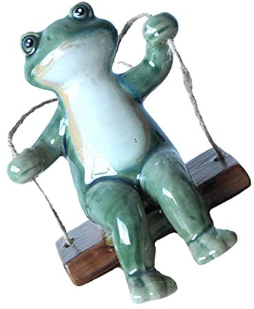 Happyyami Schwingendes Froschornament Aus Keramik Simulierte Froschskulptur Froschfigur Für Garten Haustür Wanddekoration Leicht Und Robust Umweltfreundlich