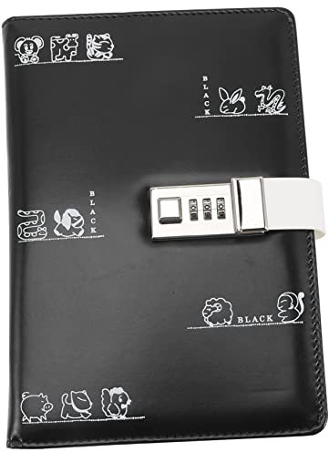 HAPINARY Lock Journal Notepad Diary Notebook Password Keeper Laptop Travelers Notebook Lockable Journal Notebook with Dividers Tablet The Notebook Book Password Book for Friends Black Pu