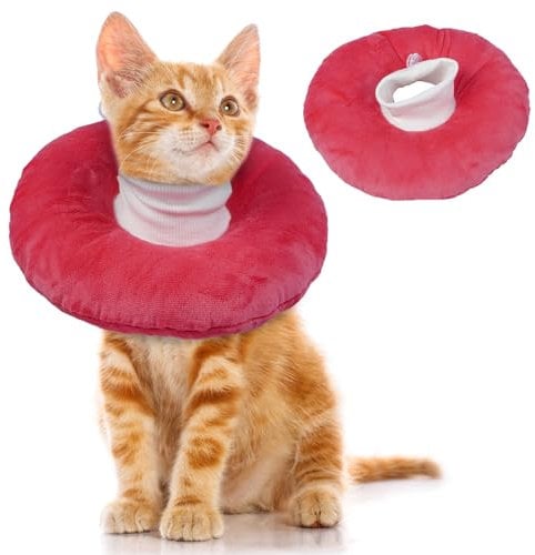 Hjumarayan Katzenkragen Leckschutz Weich - Kragen Katze Leckschutz nach OP, Halskrause Katze Weich Schutzkragen Einstellbarer Trichter, Rosa M