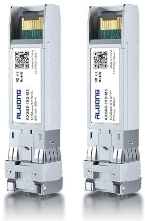[2 Stück] 10GBase-SR SFP+ Transceiver, Multimode-LC-Modul, 10G 850nm MMF bis zu 300 m, kompatibel mit Cisco SFP-10G-SR, Meraki, Mikrotik, Ubiquiti UniFi, Netgear, Zyxel, D-Link, TP-Link and More.