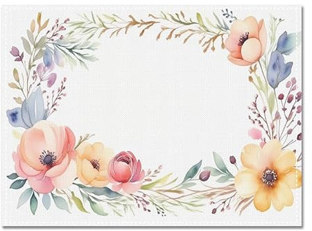 Tovagliette Americane Lavabili Arancio Giallo Floreale Tovagliette Colazione Cena Pranzo Sottopiatti Lino Resistenti al Calore Antiscivolo Tovaglietta Colazione Set di 8(45x30cm)