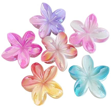 KEQAR 6 Pezzi Fermagli a Forma di Fiore, Clip Artiglio Eleganti Antiscivolo in Plastica per Capelli Spessi, Mollette e Pinze, Fiori per Capelli, Accessori per Ragazze e Donna