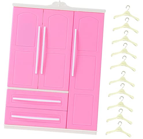 BESPORTBLE 1Satz Mini Puppenkleiderschrank Mit Puppenkleiderbügeln Möbel Für Puppenhaus Für Aufbewahrung Von Puppenbekleidung Und Zubehör Kreative Rollenspiele