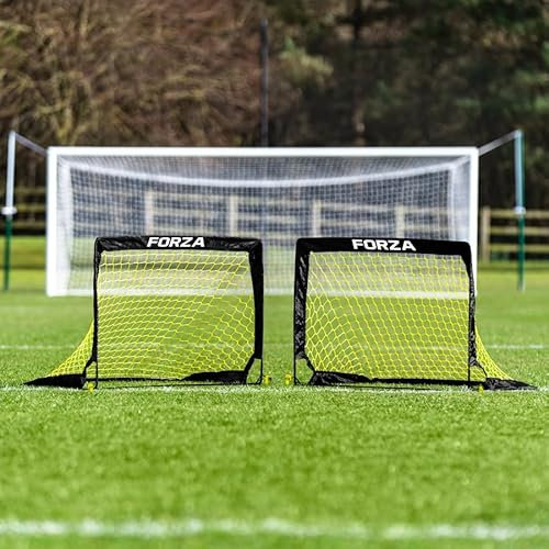 FORZA Pop-Up Fußballtor – 1er oder 2er Set | Klappbares Tor für Kinder | 3 Größen | Tragbares Fußballtor für Garten & Park | In Minuten aufgebaut (2er-Set, 0,9m x 0,6m)