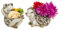 MF Garten Pflanzgefäße Blumentöpfe 2er-Set, Frosch & Igel Dekofiguren, Polyresin, 16,5 x 18 cm & 15 x 19 cm, Grau-Braun