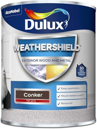 ASA® Dulux WeatherShield Exterior Wood & Metal High Gloss Easy Application Rainproof Mould Resistant Paint Conker 750ml