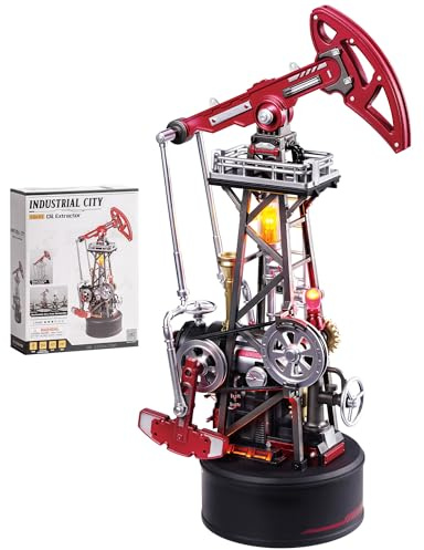ROBOTIME 3D-Puzzle für Erwachsene, Ölpumpen-Modell – DIY mechanisches Bauset mit Licht & Bewegung, Ingenieurmodell aus PVC, Geschenk für Sammler und STEM-Enthusiasten, CGL03