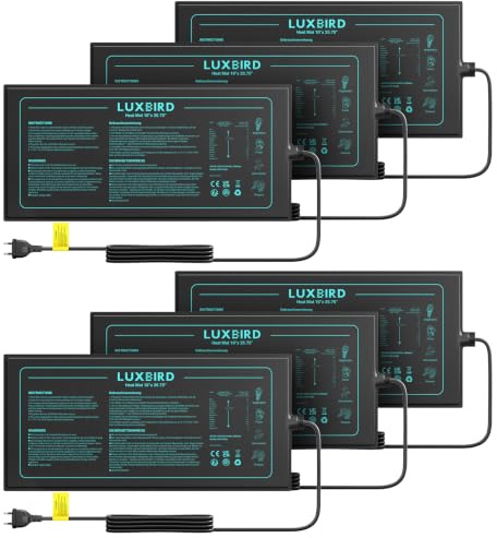 Luxbird Alfombrilla Térmica para Plantas 20W 6 Pack, Impermeable IP67 para Semillero, Propagador de Esquejes e Invernadero Interior, Cultivo Hidropónico, 52 x 25 cm