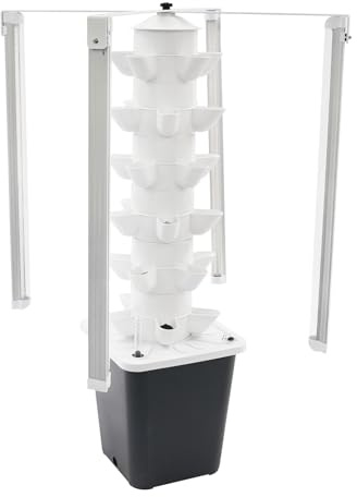 MIUKYUI Hydroponik Anbauturm 30 Pflanzen Löcher System 6 Etagen Vertikaler Garten Indoor mit LED Beleuchtung für Anfänger Auto Bewässerung Kreislauf Kräuterturm Balkon Küche