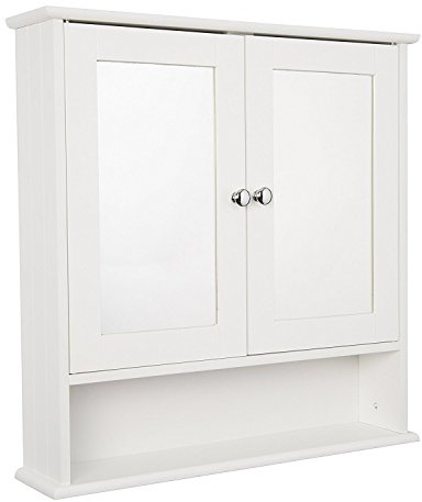 Croydex Anderson 56 x 58cm White Bathroom Cabinet with Open Shelf | Flexi-Fix™ Easy Fit Bracket | Durable MDF Carcass | 1 Internal Adjustable Shelf | Surface Mount