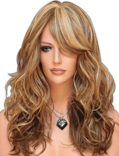 Bestland Blonde Auburn Mix Lange natürliche wellige Frauen Synthetische Perücke mit Free Wig Cap und Perücke Comb