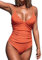 CUPSHE Damen Einteiler Badeanzug Triangel V Ausschnitt Raffung Bauchweg Strandmode Einteilige Bademode Swimsuit Orange M