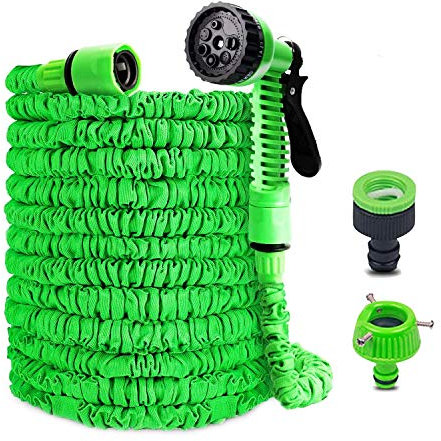 100FT Flexibler Gartenschlauch 30M Flexischlauch Schlauch Dehnbar Erweiterungs Gartenschläuche Brause Düse mit 7 Funktionen Garten Handbrause für Hof Autowäsche Gartenbewässerung