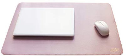 VIVENS Tapis de Bureau Multifonctionnel en Cuir PU, Grand Tapis de Souris 60x40 cm, Tapis de Bureau pour Laptop, Bloc-Notes de Bureau étanche Double Face Antidérapant pour Bureau et Maison (Rose)