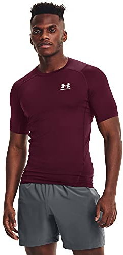 Under Armour Men's HeatGear Compression Short-Sleeve T-Shirt, Maroon (609)/White, XL (Tall)