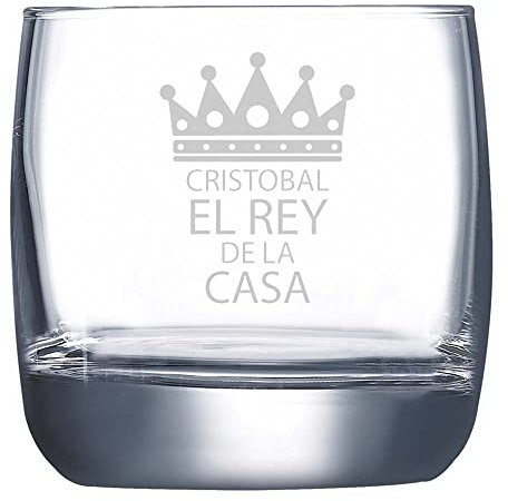 Regalo personalizado: vaso de whisky para el rey de la casa grabado con su nombre
