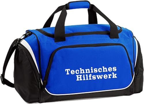 Sporttasche Technisches Hilfswerk blau mit Weiss 55 L, 62 x 32 x 30 cm
