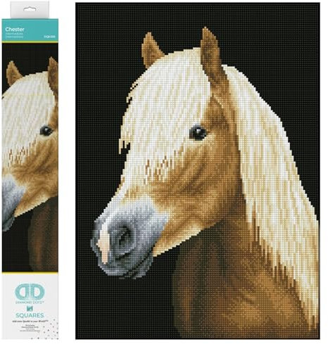 DIAMOND DOTZ DQ9.005 - Original 5D Diamond Painting Squares Set Pferd Chester, Kreativset mit 22.352 quadratische Diamant Mosaiksteinen, Malset ca. 47 x 34 cm für Erwachsene und Kinder ab 8 Jahren
