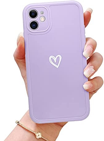 Newseego Compatible for iPhone 12 Case,Heart iPhone 12 Case Cute Love-Heart Simple Pattern iPhone 12 Phone Case for Grils Women Shockproof Slim Soft Silicone Protective Case Cover for iPhone 12-Purple