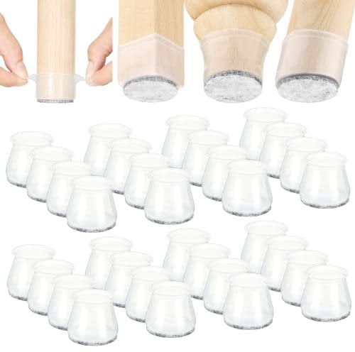 Aneaseit Copri gambe della sedia – 38 mm – 32 tappi rotondi e trasparenti – Coprigambe in silicone con feltro anche per gambe del tavolo, poltrone o mobili da giardino – Medium
