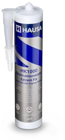 HAUSA High-Tack Montagekleber extrem starker Alleskleber für Metall Stein Holz Glas Spiegel elastischer MS Polymer Konstruktionskleber HK1000 für Innen Außen nasse trockene Oberfläche 290ml weiß