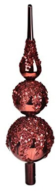 Bianchi Dino Puntale Rosso Glitter Albero di Natale 30cm Vetro