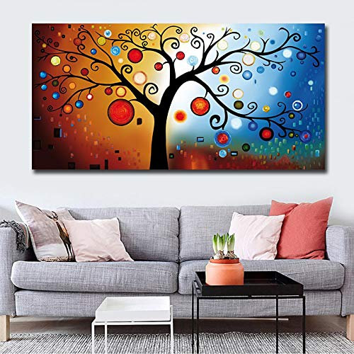 SXKJ Moderne Geldbaum Leinwand Wandkunst Bilder Gedruckte Leinwand Gemälde Poster Drucke für Wohnzimmer Dekoration 40x80cm Rahmenlos