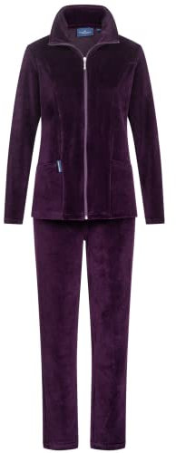Morgenstern Hausanzug Damen Set Jogginganzug Freizeitanzug Nicki-Stoff 2-teilig langarm Jacke lange Hose Lila Größe M 38/40