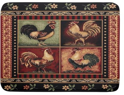 Farmhouse Abtropfmatte für Hahn, 45.7x61 cm, Herbst, Huhn, Blume, saugfähig, Mikrofaser, Abtropfkissen, Vintage, Western-Landhaus-Dekoration, wendbares Abtropfgestell, Kaffee, Bar