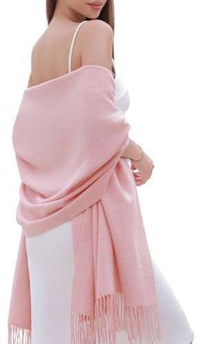 RIIQIICHY Damen Schal Rosa Stola Festlich für Abendkleid Pashmina Schals Tücher für Frauen Hochzeit Schultertuch Frühling Winter Schal Warme Kuschelig