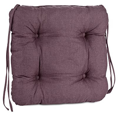 Pillows24 – 4X Sitzkissen Outdoor 40x40 – Extra Dicke 8cm – Wasser- & UV-beständig + Bändern | Bequeme Stuhlkissen, Stuhlauflage Sitzpolster, Sitzauflage Gartenstuhl | Sitzkissen Stuhl (Pflaume)