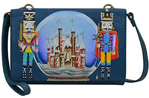 Anna by Anuschka Women's Hand Painted Leather Organizer Crossbody-Nutcracker Party, One Size