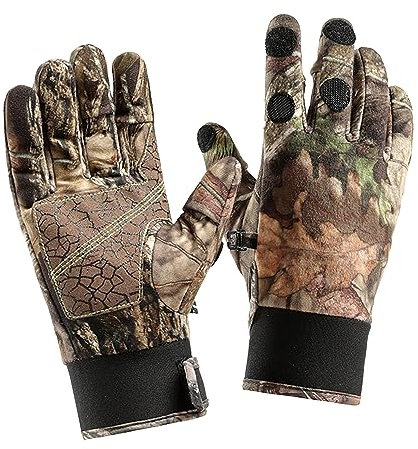 Taeku Camouflage Handschuhe, Leichte Vollfinger Jagdhandschuhe Zubehör Anti-Rutsch Tarnhandschuhe Angelhandschuhe für den Außenbereich (Schwarz L)