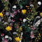 VEELIKE Tapete Blumen Schwarz Tropische Blätter Fototapete Schlafzimmer Schrankpapier Vintage Möbelfolie Muster Klebefolie Möbel Wanddeko Wandtapete Selbstklebend Tapeten Dschungel 44.5cm x 300cm