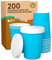 200 Gobelets Carton BLEU pour Café à Emporter - Tasse Jetables 200ml avec Couvercles pour Servir le Thé, Cappuccino, Chocolatdes Boissons Chaudes et Froides