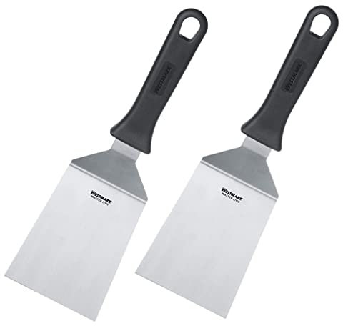 Westmark 2x Spatola da Grill Professionale, Angolata, Rigida, Compatta, Dimensione Lama 9 x 11.5 cm, Lunghezza 29 cm, Acciaio Inox, Plastica, Master Line, Nero, Argento, 134422E3