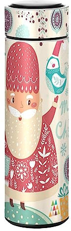 KAAVIYO Noël Père Noël Oiseau Bouteille d'Eau Isotherme Mug pour en Acier Inoxydable Isolé