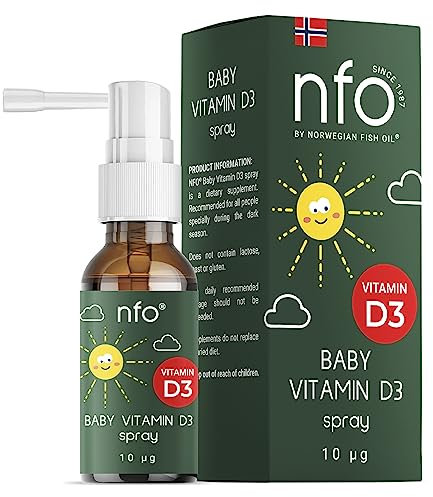 NFO BABY Vitamin D3 Spray 400 UI/10 μg [20 ml: 110 jours/pulvérisations] Vitamine D naturelle pour enfants, Spray bébé Vitamine D vegan, Vitamine D pour enfants – pour le système immunitaire, Finlande