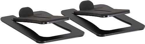 Pronomic MSS-2014 BK Winkelfuß-Lautsprecherstativ - Ideal für Schreibtisch, Homerecording und Wohnbereich - Verbessertes - 15° Neigungswinkel - Pulverbeschichteter Stahl - 8 x 80 mm Langloch - Schwarz