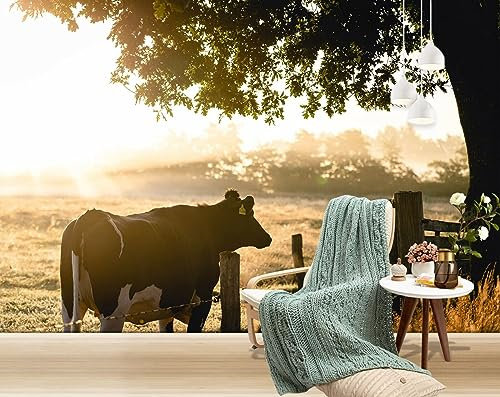 Fototapete 3D-Tapete mit Bauernhof-Kuh-Tier, 150 x 105 cm Moderne Wanddeko Wohnzimmer Schlafzimmer Büro Flur