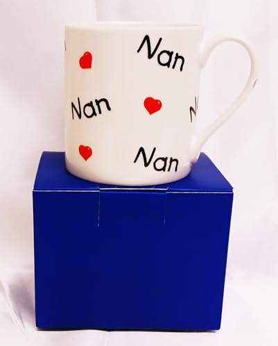Rainbow Decors Nan Love Hearts Mug Fine Bone China Gift Boxed Large Balmoral 400 ml 14 oz Cup Hand Decorated UK