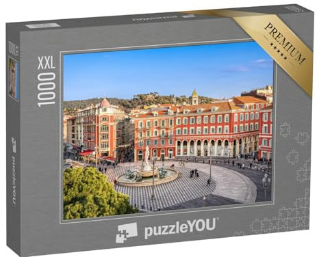 Puzzle 1000 Teile XXL „Luftaufnahme von Place Massena mit Brunnen, Nizza, Frankreich“ – aus der Puzzle-Kollektion Nizza