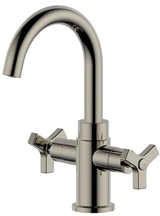 Derengge F-0081-PN Wasserhahn, Waschbeckenarmatur mit zwei Griffen, Einlocharmatur ohne Ablaufgarnitur, poliertes Nickel-Finish