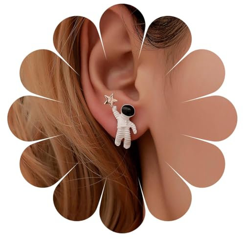 Inilbran Boho Astronaut Stern Ohrringe Vintage Spaceman Star Ohrstecker Weiß 3d Astronaut Ohrringe Asymmetrisch Spaceman Star Ohrringe Schmuck Für Frauen Und Mädchen
