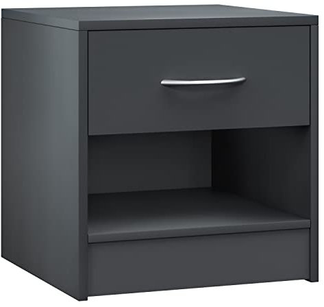 CASARIAŽ Table de Nuit Table de Chevet avec tiroir Anthracite mobilier Chambre ŕ Coucher 39x28x41cm Table d'appoint intérieur
