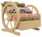 Outsunny Jardinière sur Pieds carré Potager 3 étages Style Rustique Chic avec 2 Roues Charrette Bois Sapin, Trous de Drainage, dim. 62L x 61l x 57H cm